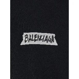 Black Cotton Sweatshirt with Logo on Front and Back for Men