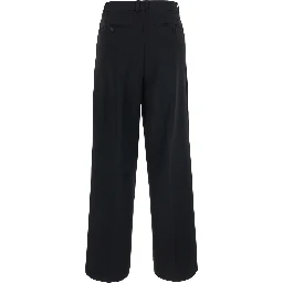 DOUBLE PLEATED WIDE SLACKS with high waist and side pockets in black tech fabric for men