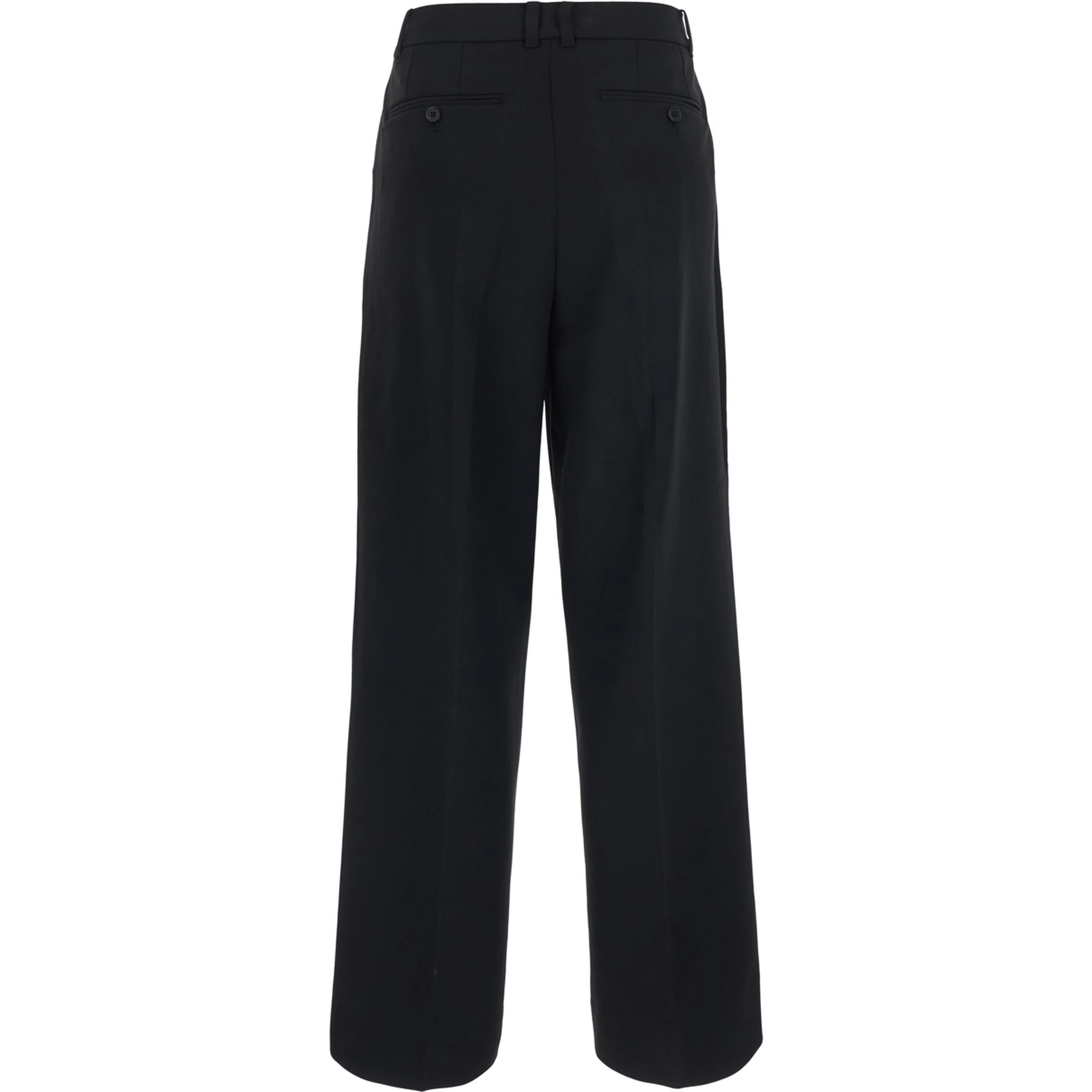 DOUBLE PLEATED WIDE SLACKS with high waist and side pockets in black tech fabric for men