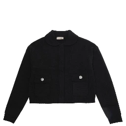 Black Crewneck sweater with buttons on the front in Blend wool Girl