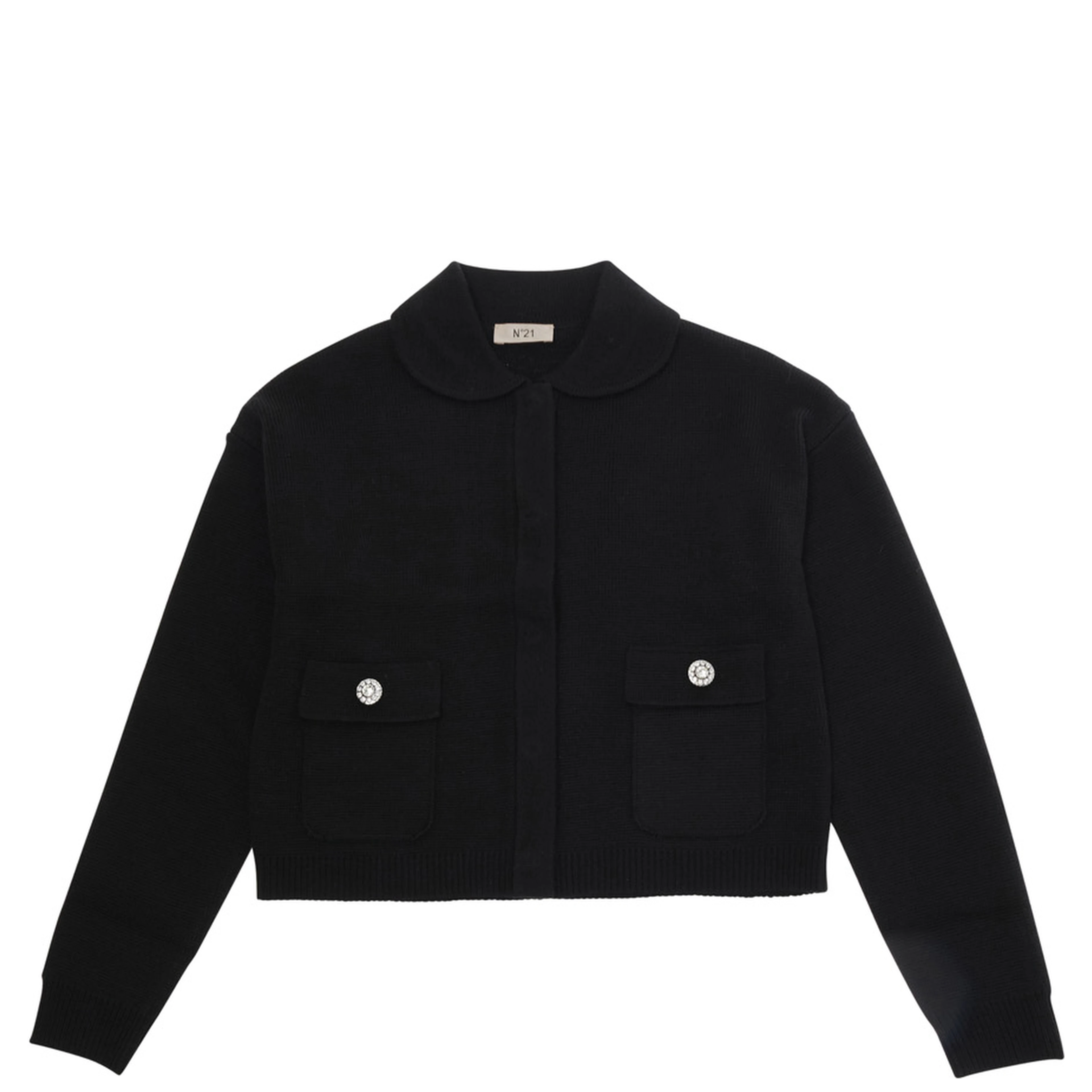 Black Crewneck sweater with buttons on the front in Blend wool Girl