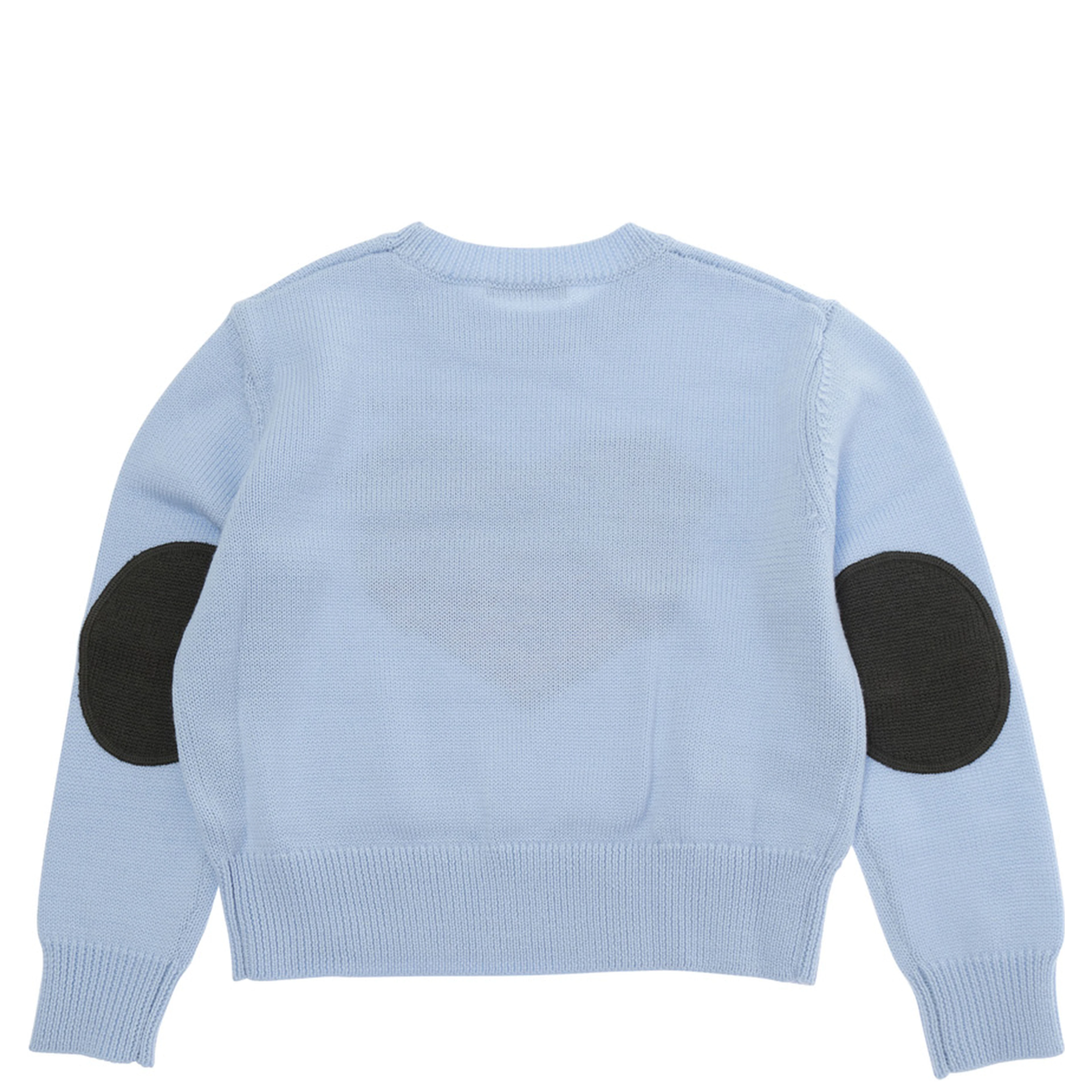 Light-blue Crewneck sweater with logo on the front in wool blend girl