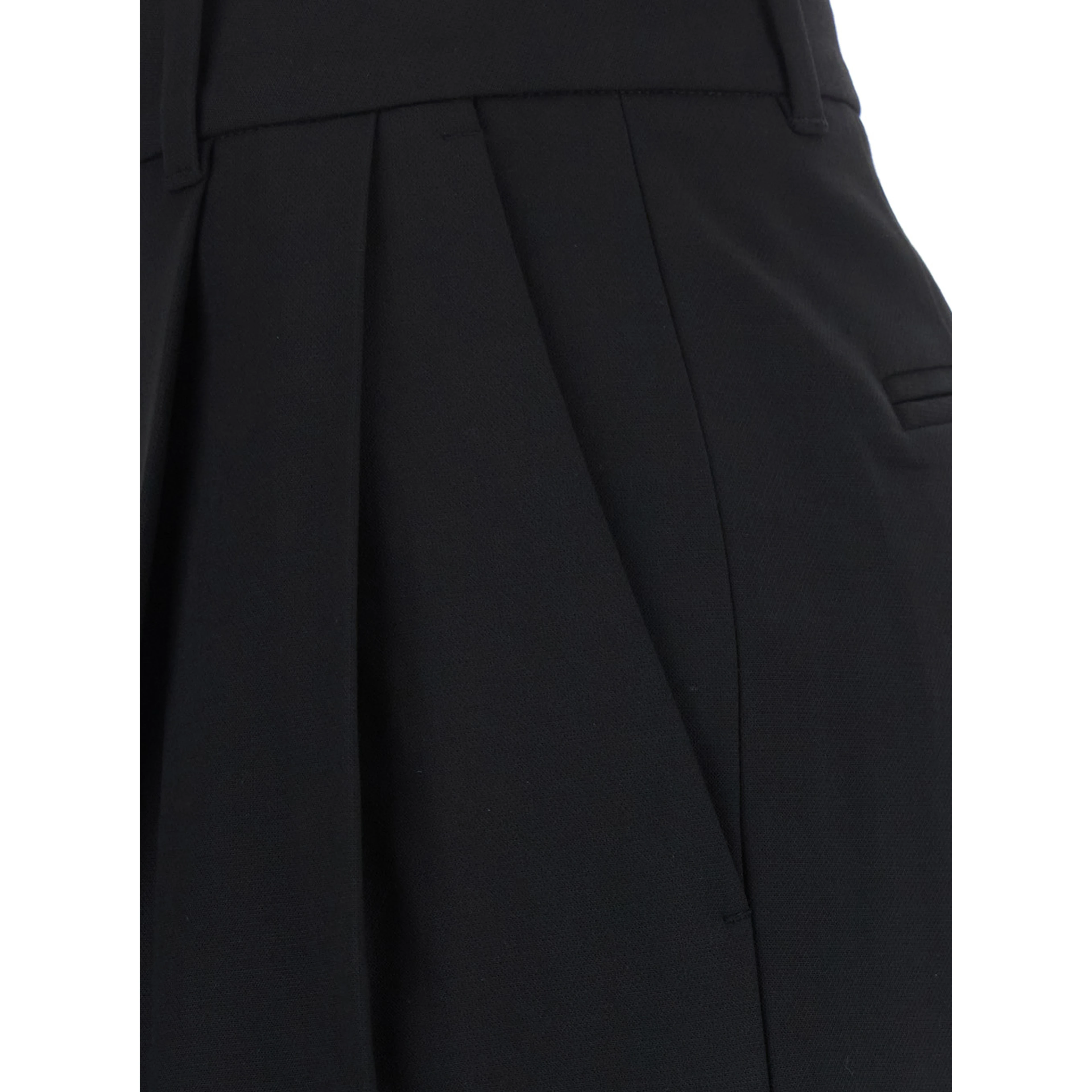 DOUBLE PLEATED WIDE SLACKS with high waist and side pockets in black tech fabric for men