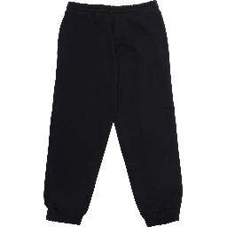 Black Pants with Elastic Waist and Drawstring and Maxi Logo on the Front in Cotton Boy