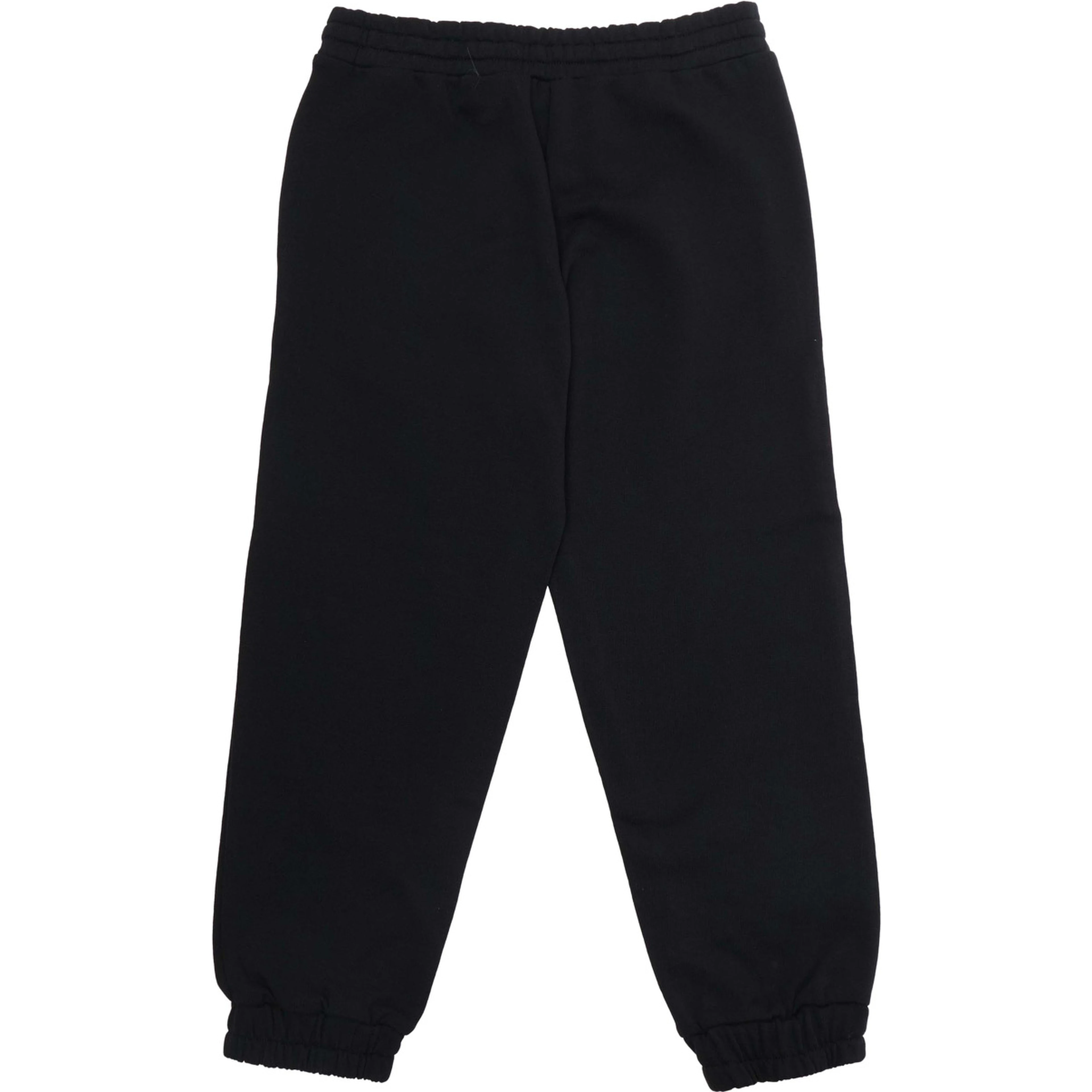 Black Pants with Elastic Waist and Drawstring and Maxi Logo on the Front in Cotton Boy