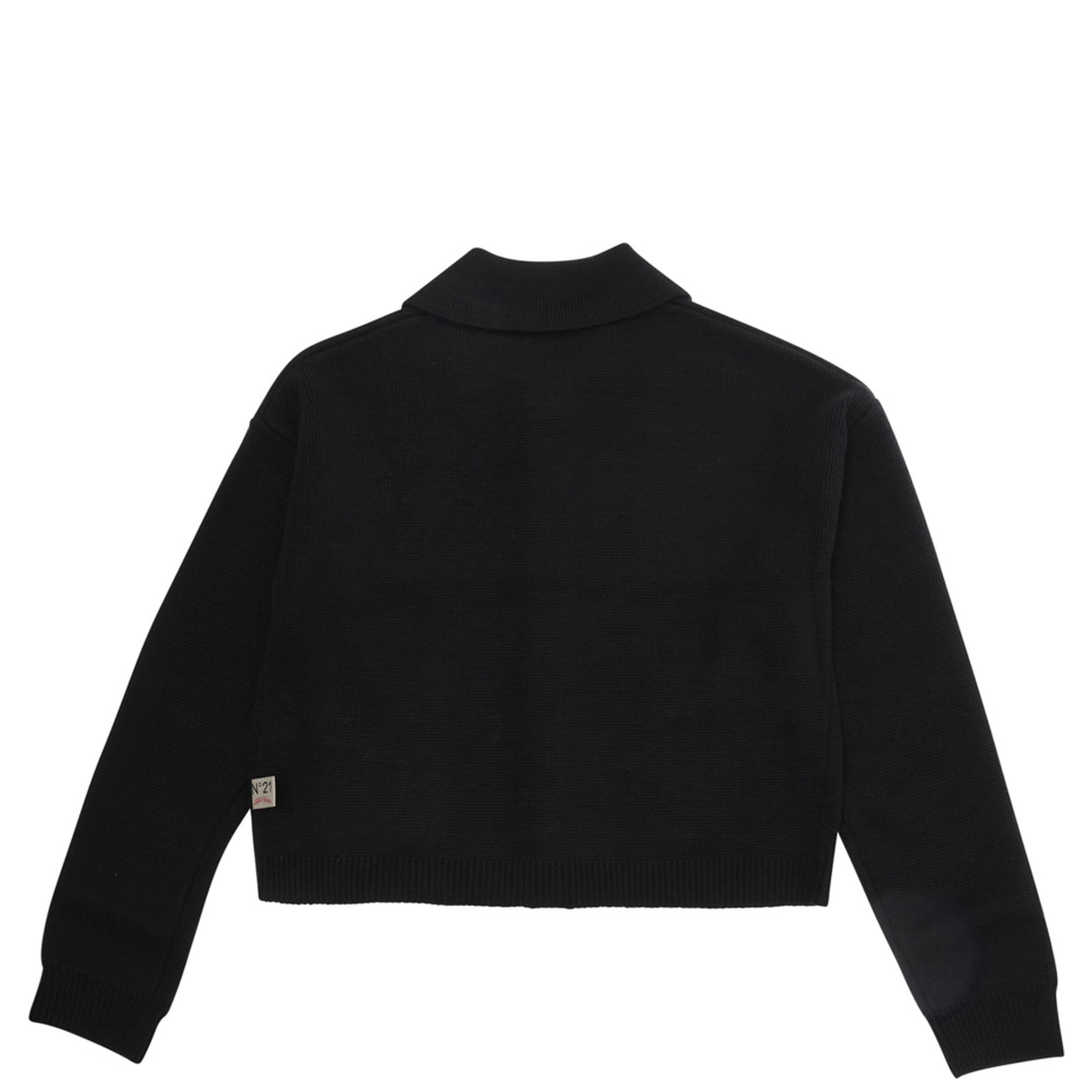 Black Crewneck sweater with buttons on the front in Blend wool Girl