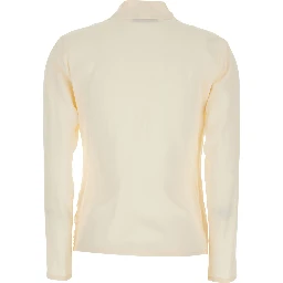 White V-Neck Blouse with Draping on the Front for Women