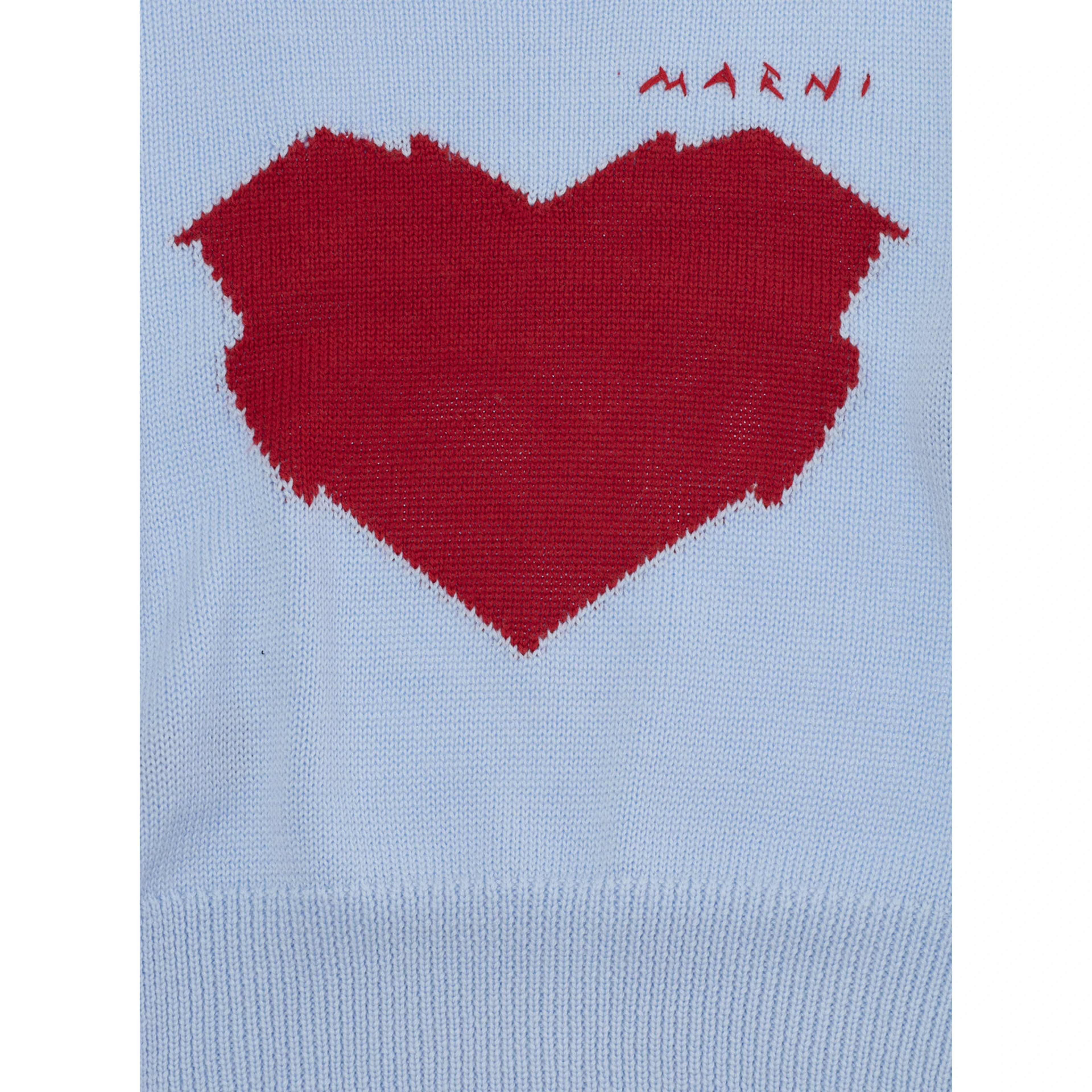 Light-blue Crewneck sweater with logo on the front in wool blend girl