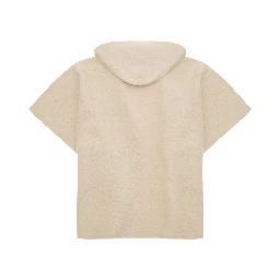 Reversible Cape with Hood and logo lettering in Wool and Cashmere Beige Girl