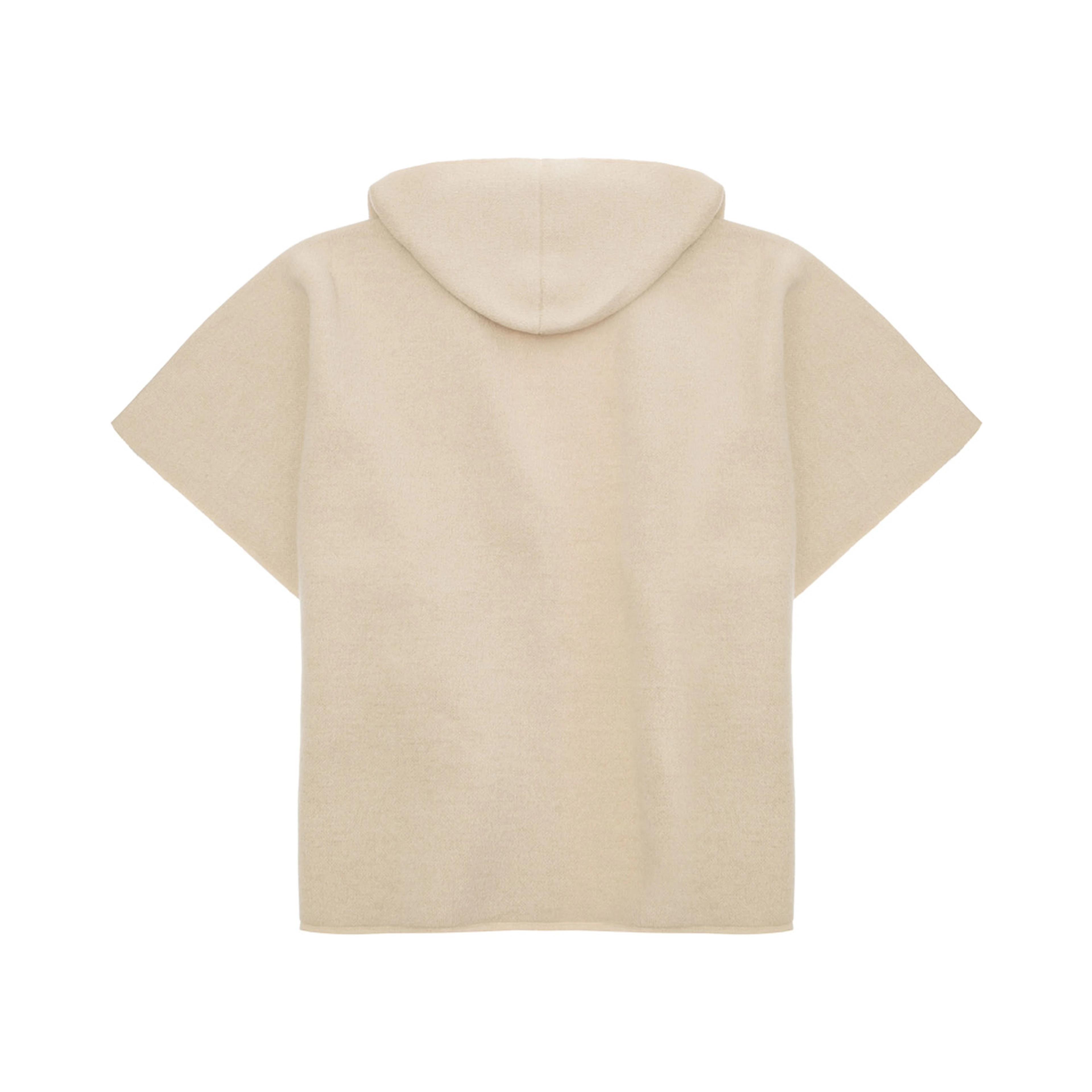 Reversible Cape with Hood and logo lettering in Wool and Cashmere Beige Girl