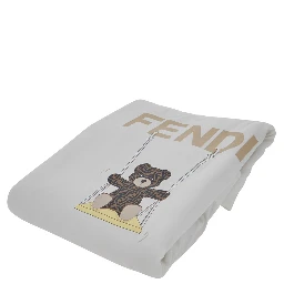 White Blanket with logo lettering on the front in Cotton Baby