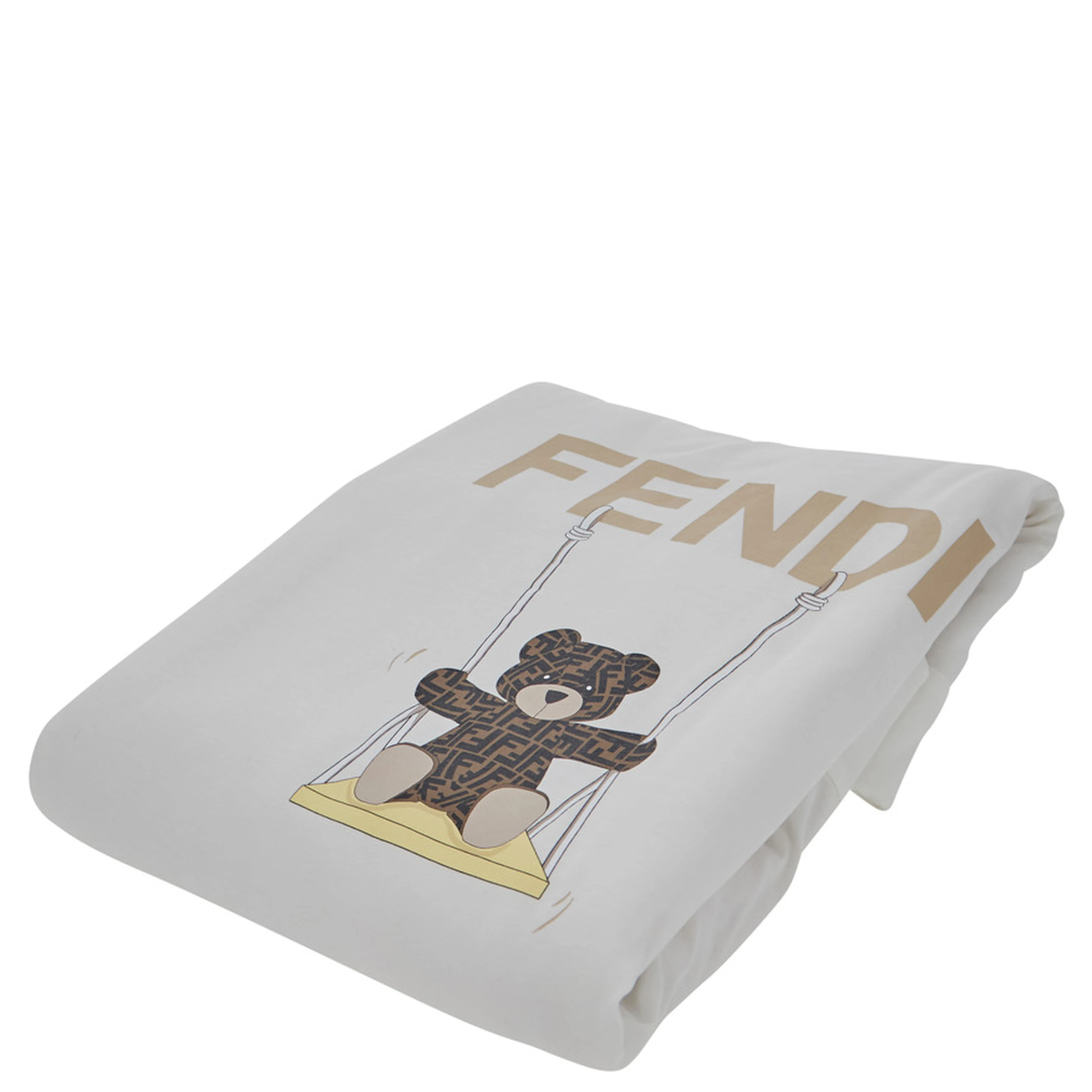 White Blanket with logo lettering on the front in Cotton Baby