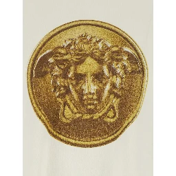 white T-shirt with Mudusa Doblone print on the front in cotton for men