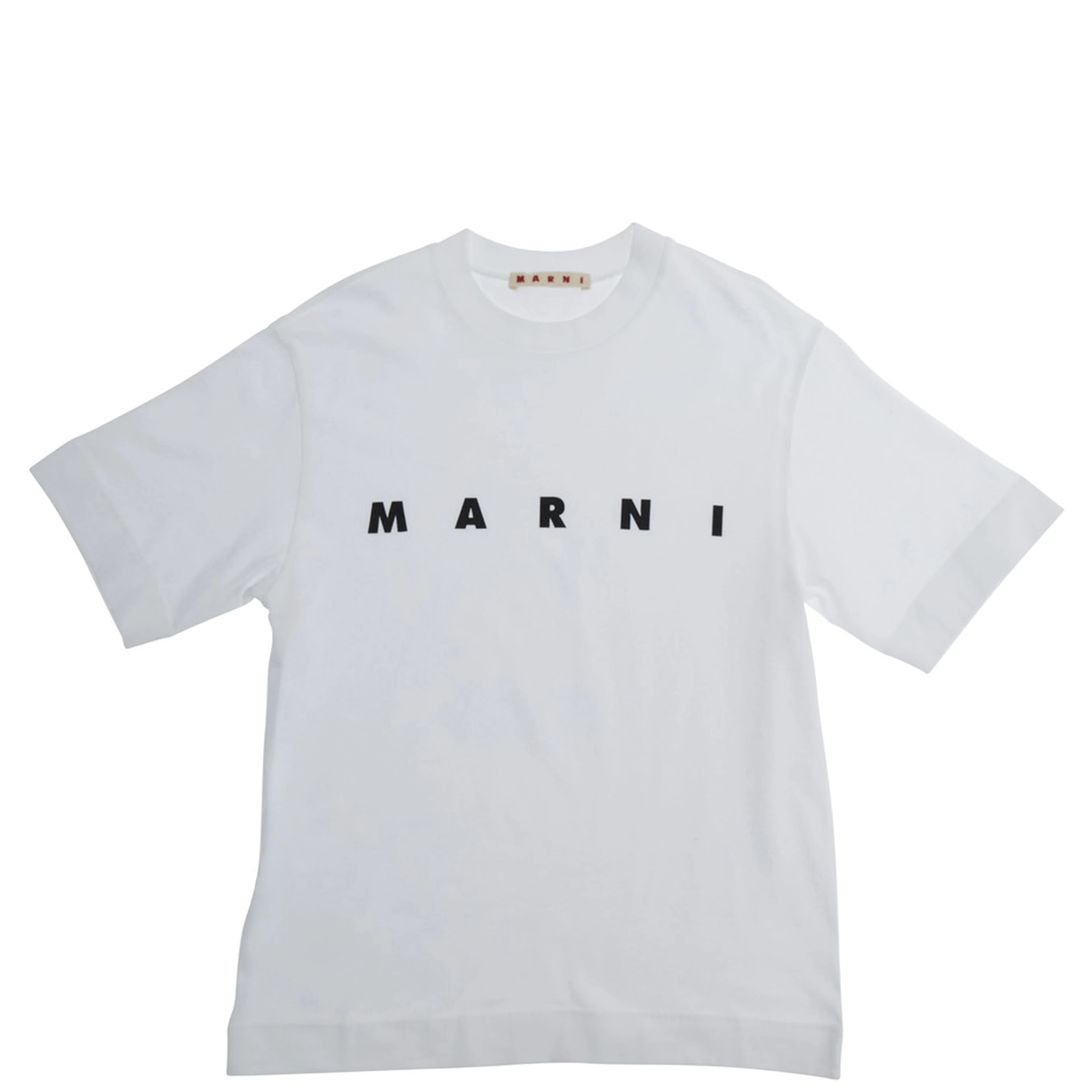 White Crew Neck T-Shirt with Logo Lettering in Cotton Boy