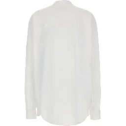 Kasia White Shirt with classic collar and embroidery on the front in cotton for women