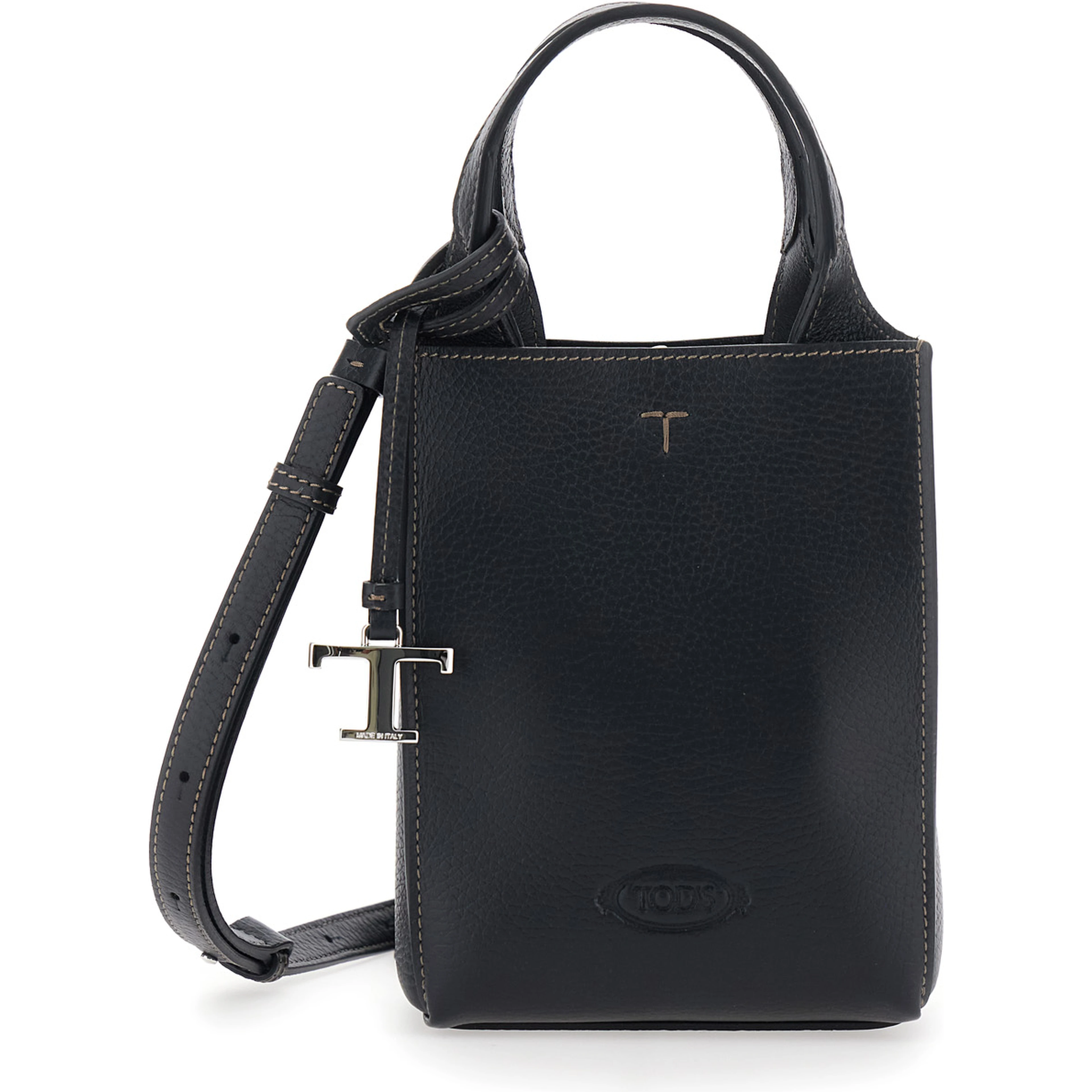 Handbag APA with microfiber details and logo, black, unisex