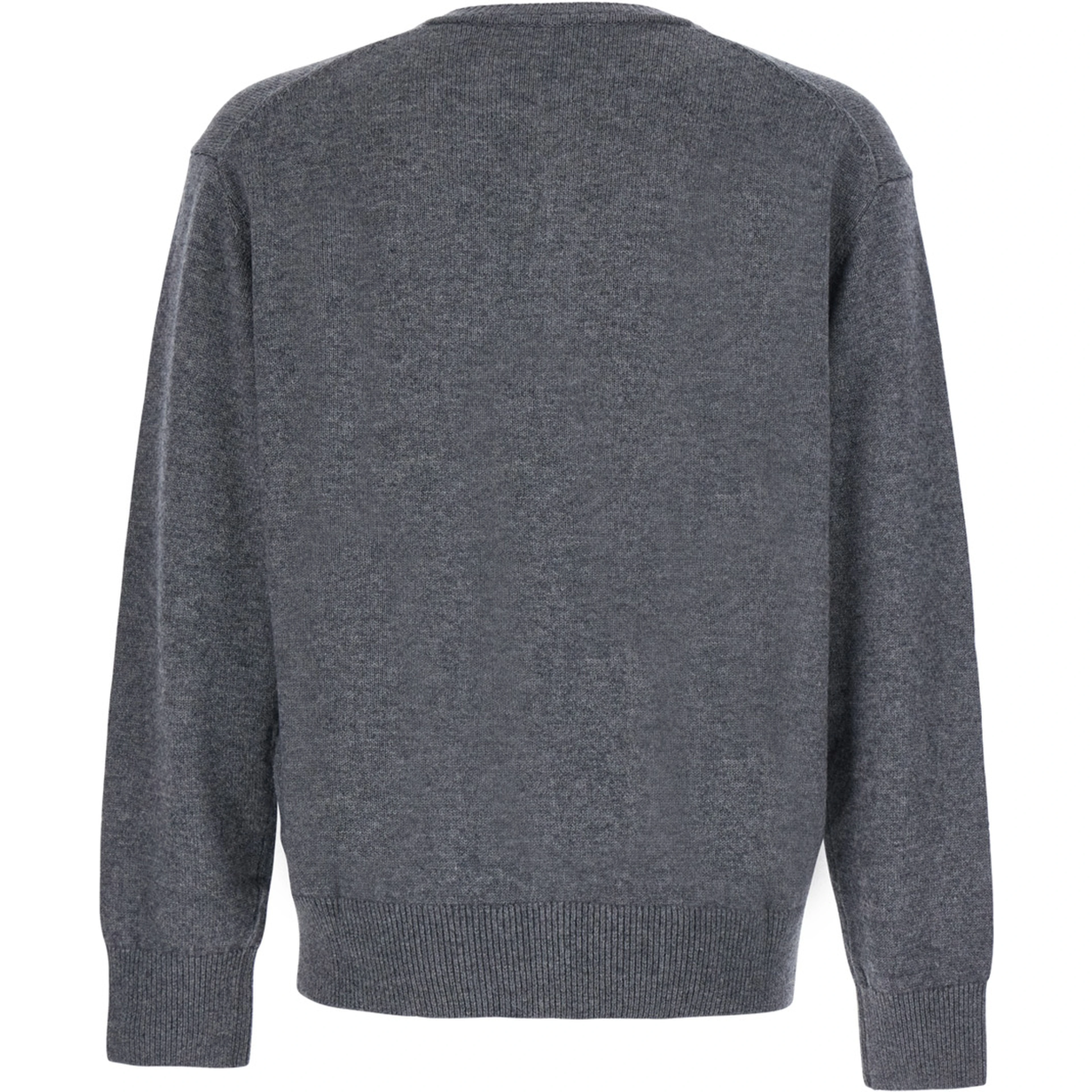 UNISEX CREWNECK KNIT CARDIGAN with long sleeves and round neck in Wool Viscose Nylon Cashmere Gray Unisex