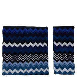 Giacomo Towel with Blue and Black Stripes in Unisex Cotton