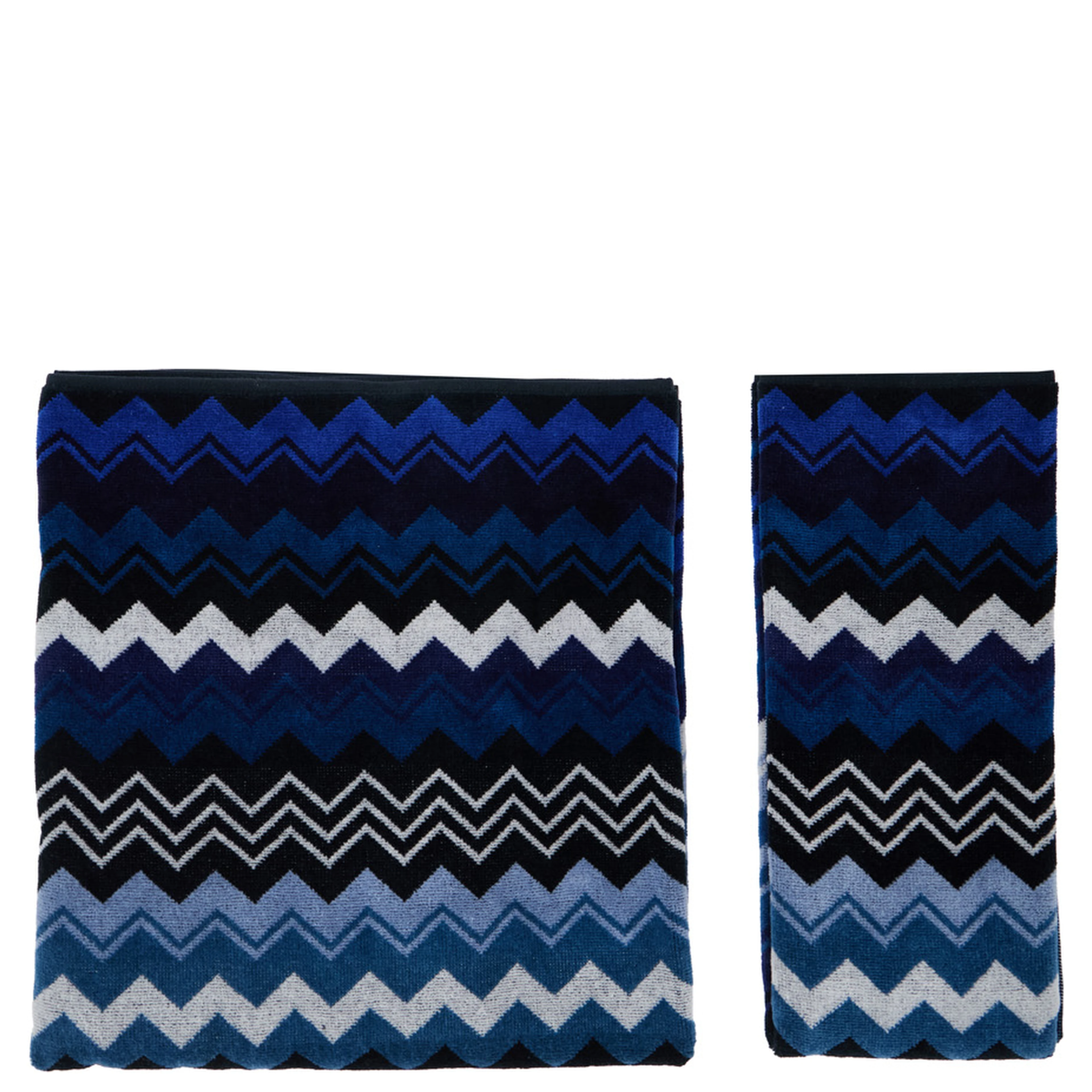 Giacomo Towel with Blue and Black Stripes in Unisex Cotton