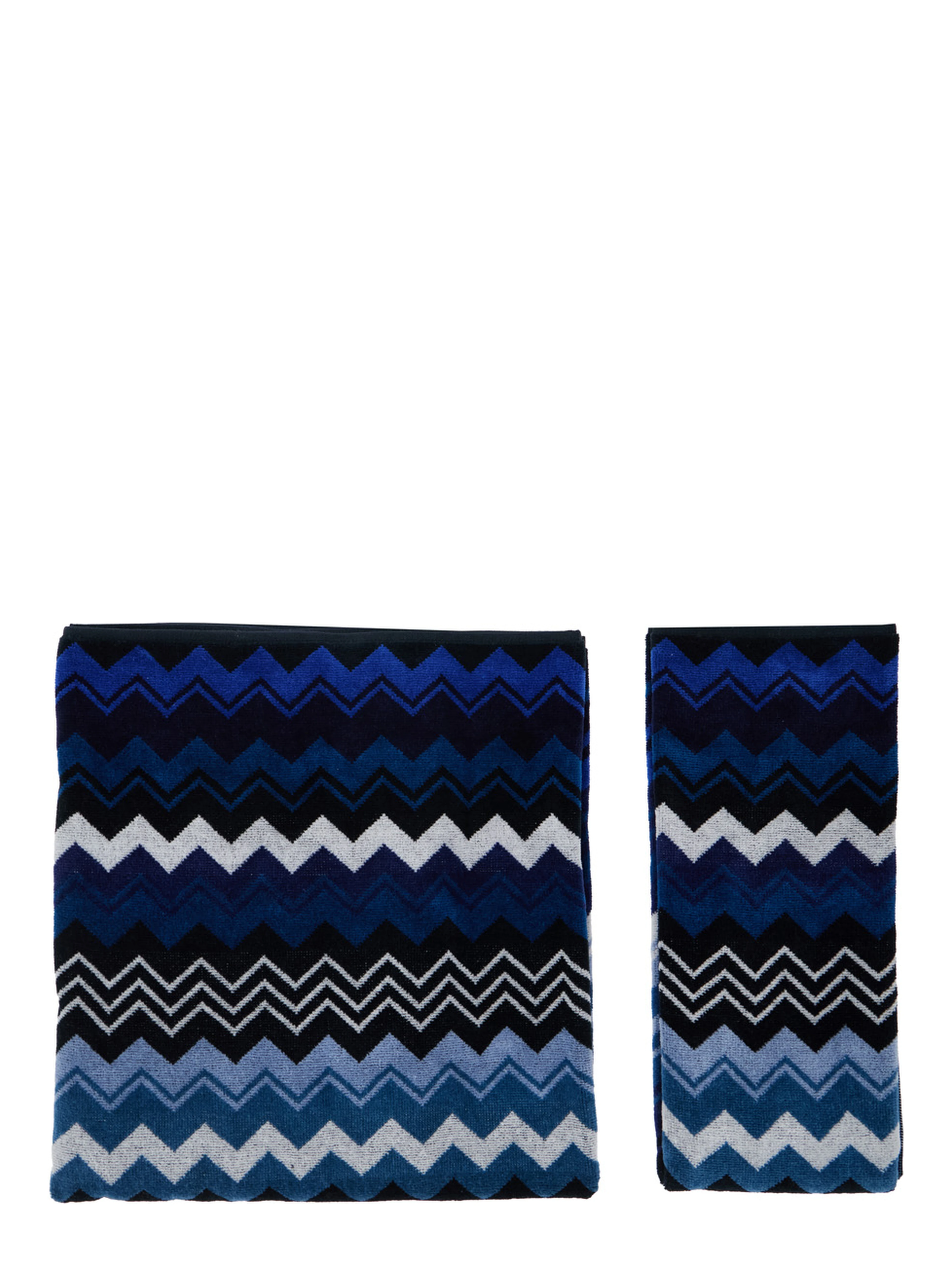 Giacomo Towel with Blue and Black Stripes in Unisex Cotton