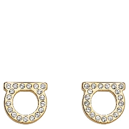 gold-colored Earrings with Gancini design and butterfly closure in brass for women