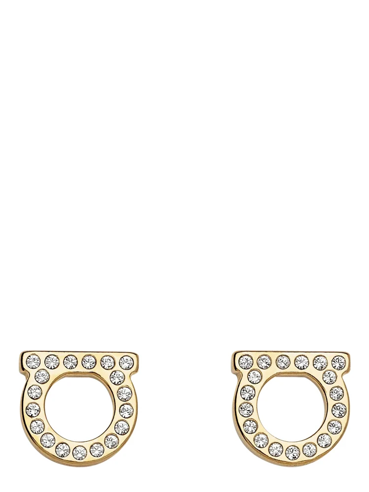 gold-colored Earrings with Gancini design and butterfly closure in brass for women