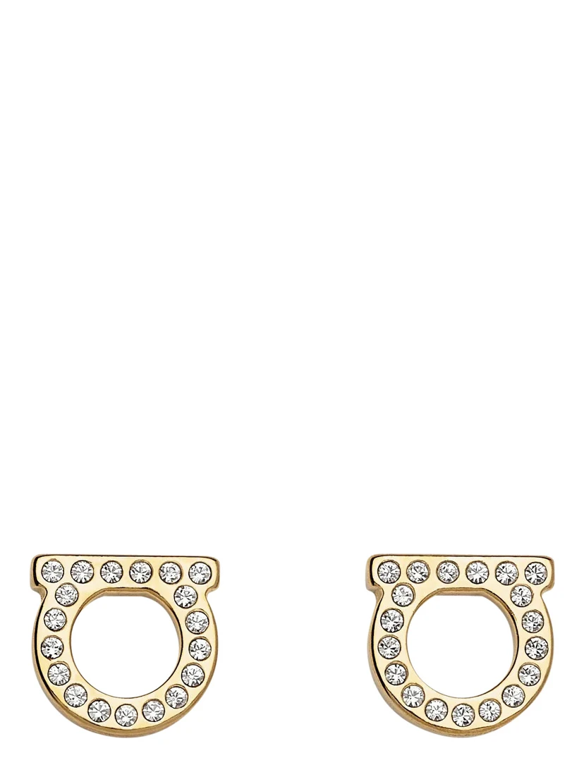 gold-colored Earrings with Gancini design and butterfly closure in brass for women