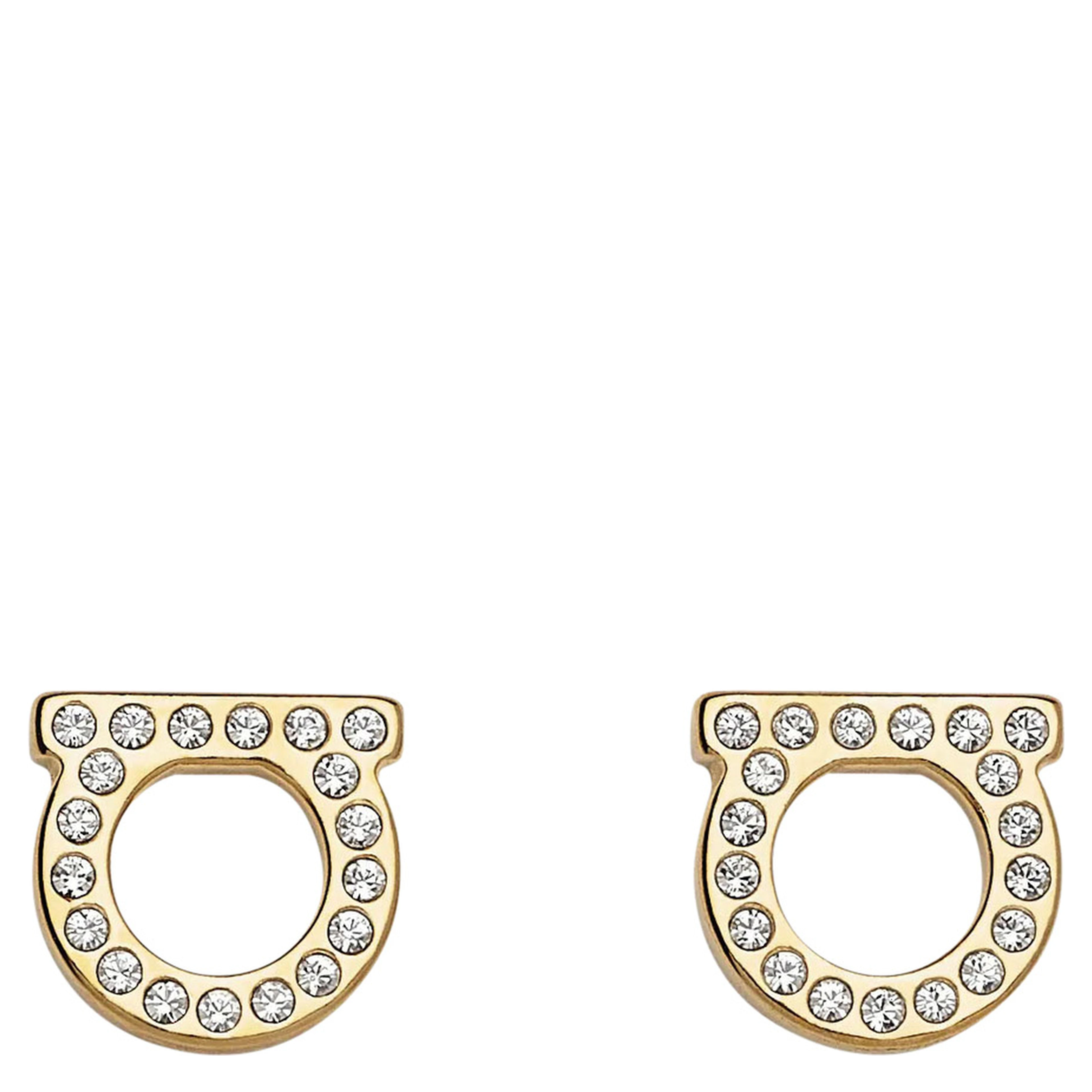gold-colored Earrings with Gancini design and butterfly closure in brass for women