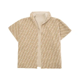 Reversible Cape with Hood and logo lettering in Wool and Cashmere Beige Girl