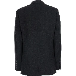 Beatrice Grey Double-breasted Jacket with Notched Revers in Wool for Women