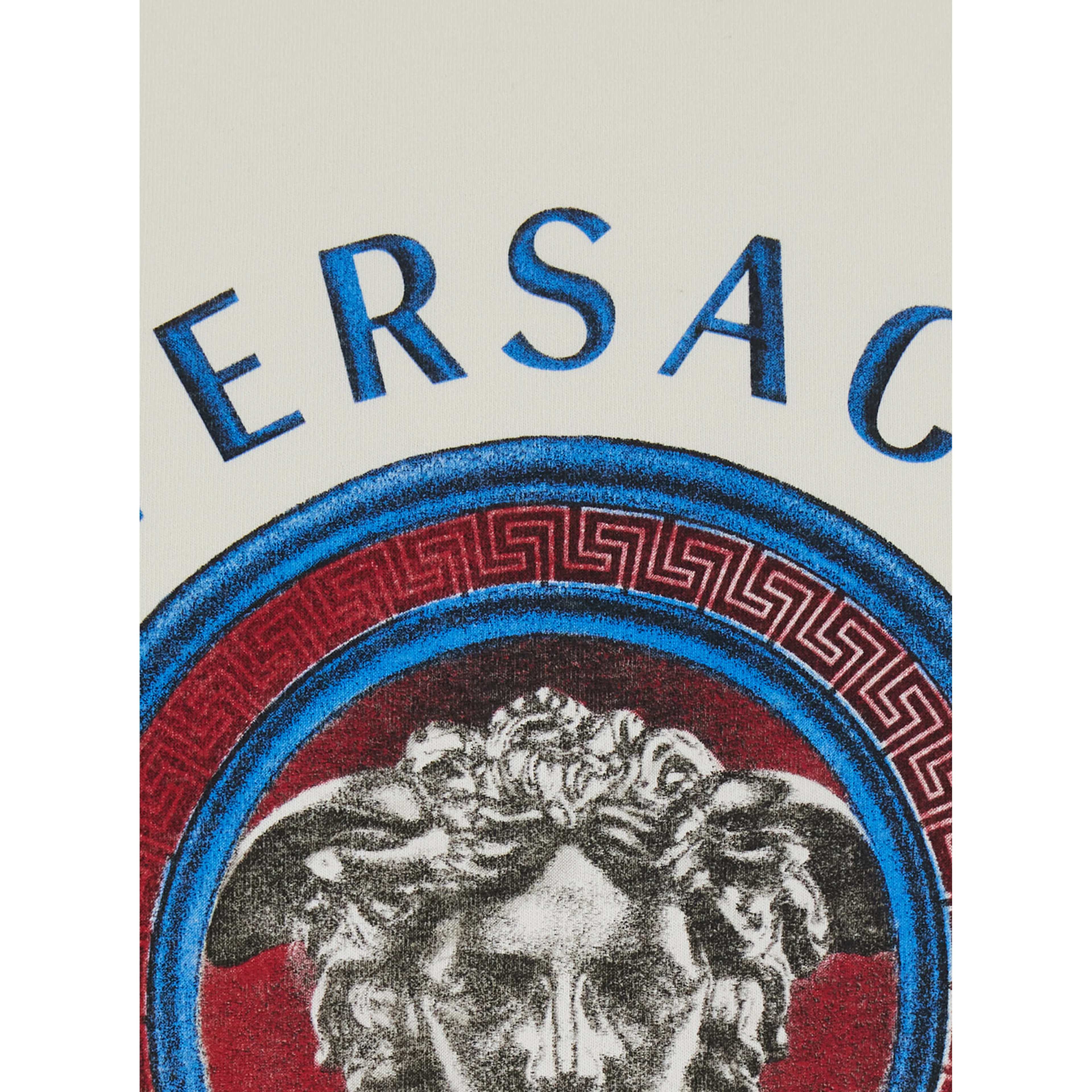 Multicolor Crew neck T-shirt with logo lettering and Medusa embroidery on the front in cotton for men
