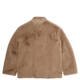 Brown Fur with High Collar and Logo Patch in Faux -Fur for Boy