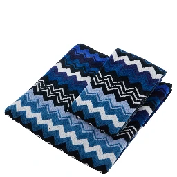 Giacomo Towel with Blue and Black Stripes in Unisex Cotton
