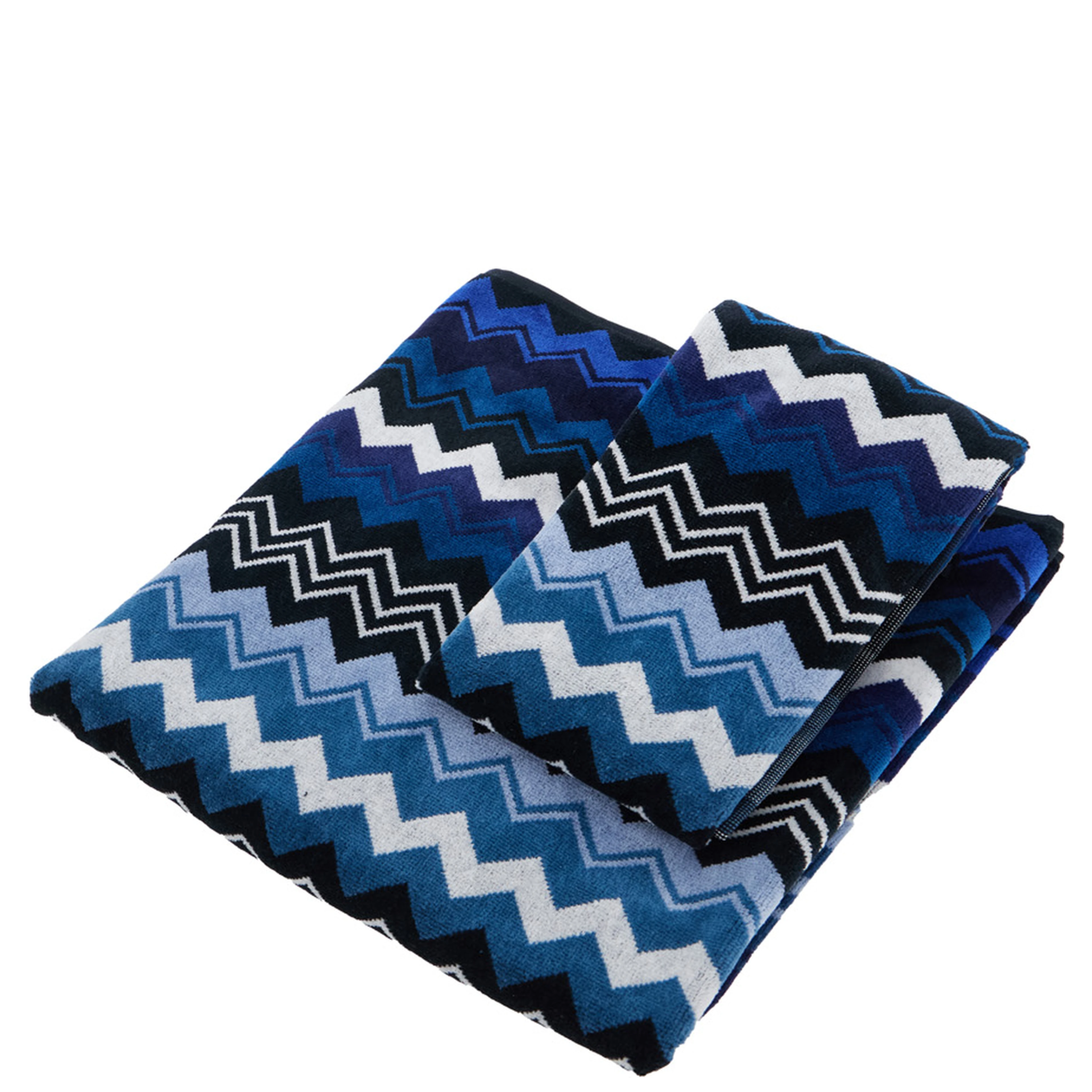 Giacomo Towel with Blue and Black Stripes in Unisex Cotton