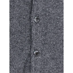 UNISEX CREWNECK KNIT CARDIGAN with long sleeves and round neck in Wool Viscose Nylon Cashmere Gray Unisex