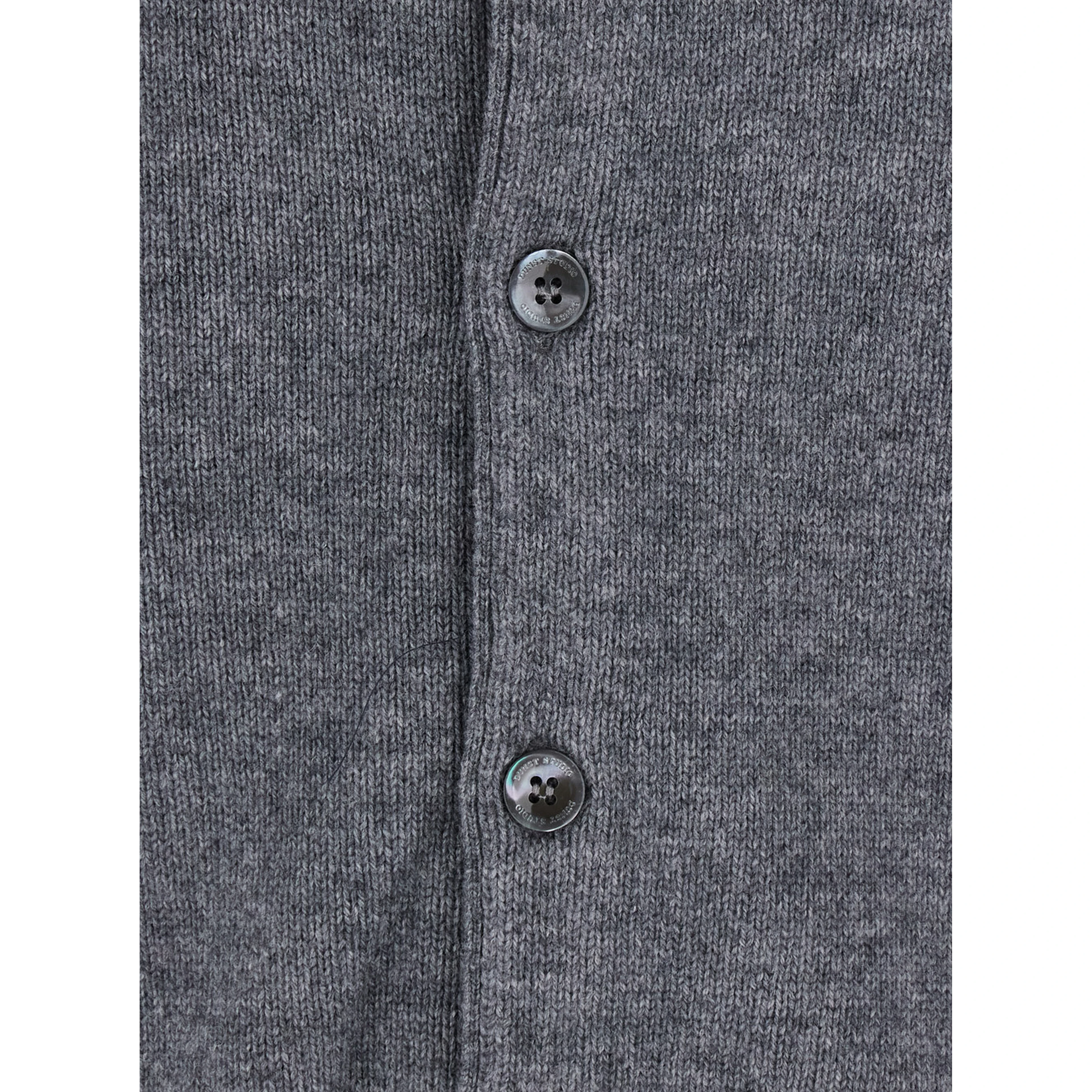 UNISEX CREWNECK KNIT CARDIGAN with long sleeves and round neck in Wool Viscose Nylon Cashmere Gray Unisex