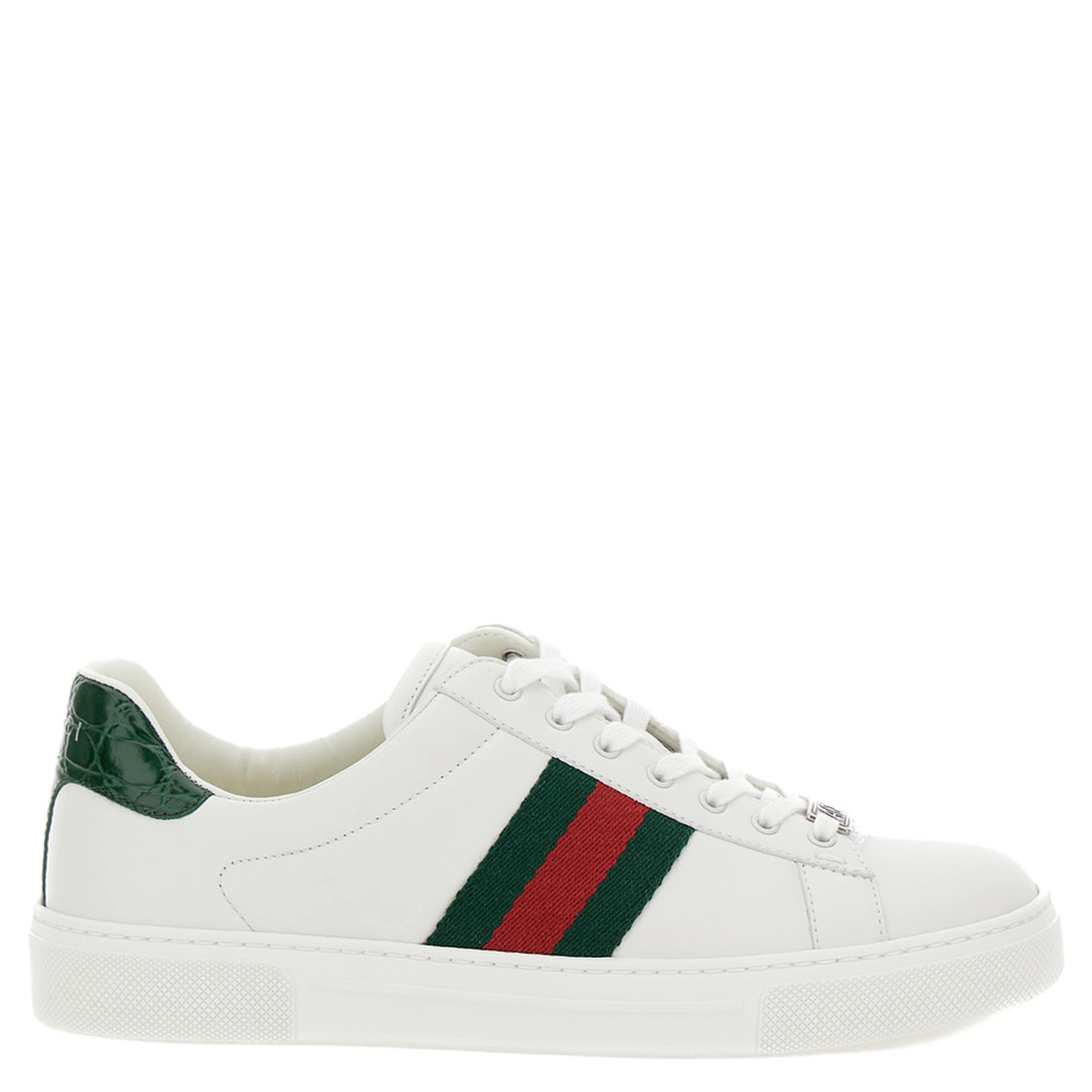 Low-top sneakers Ace with Web detail in white leather for women