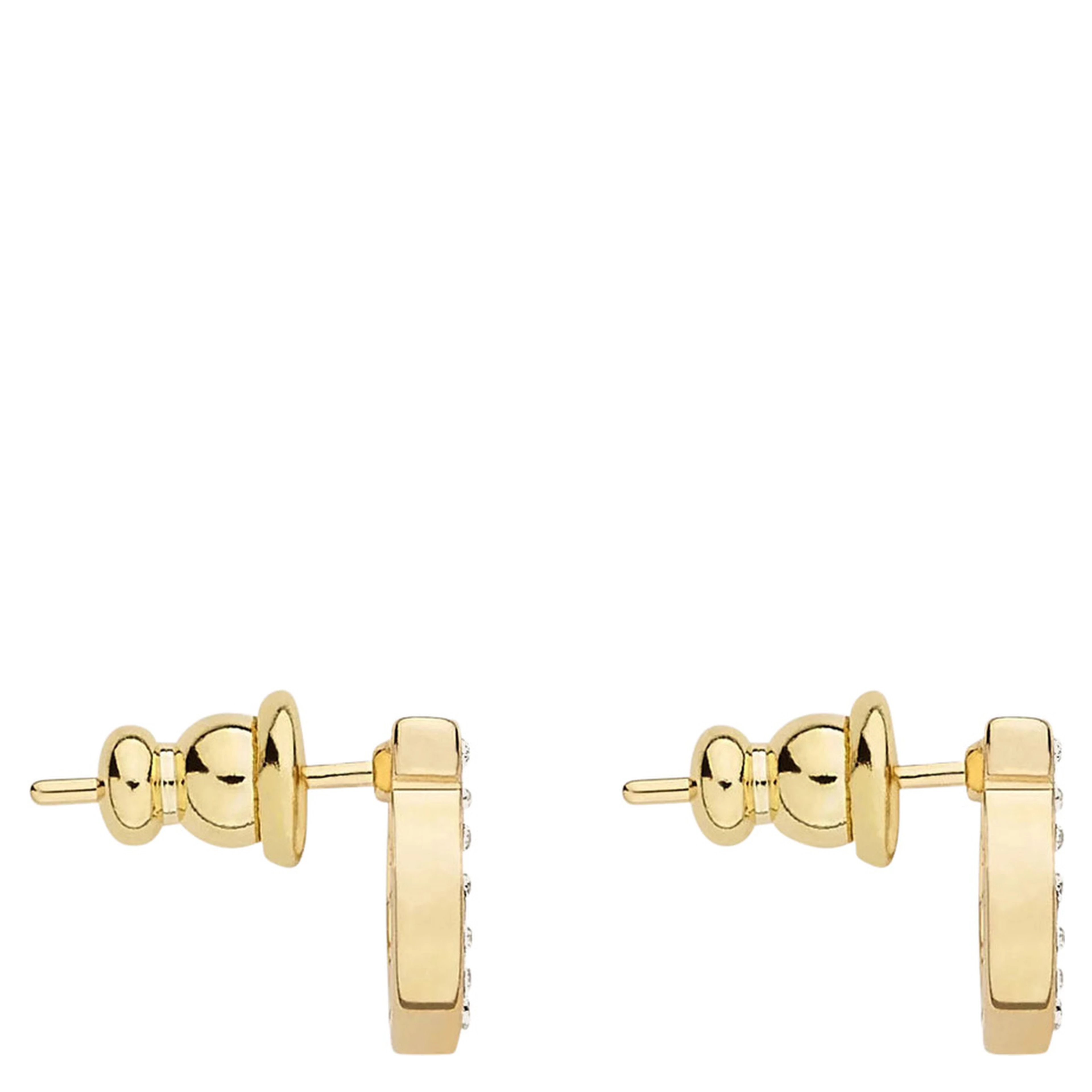 gold-colored Earrings with Gancini design and butterfly closure in brass for women