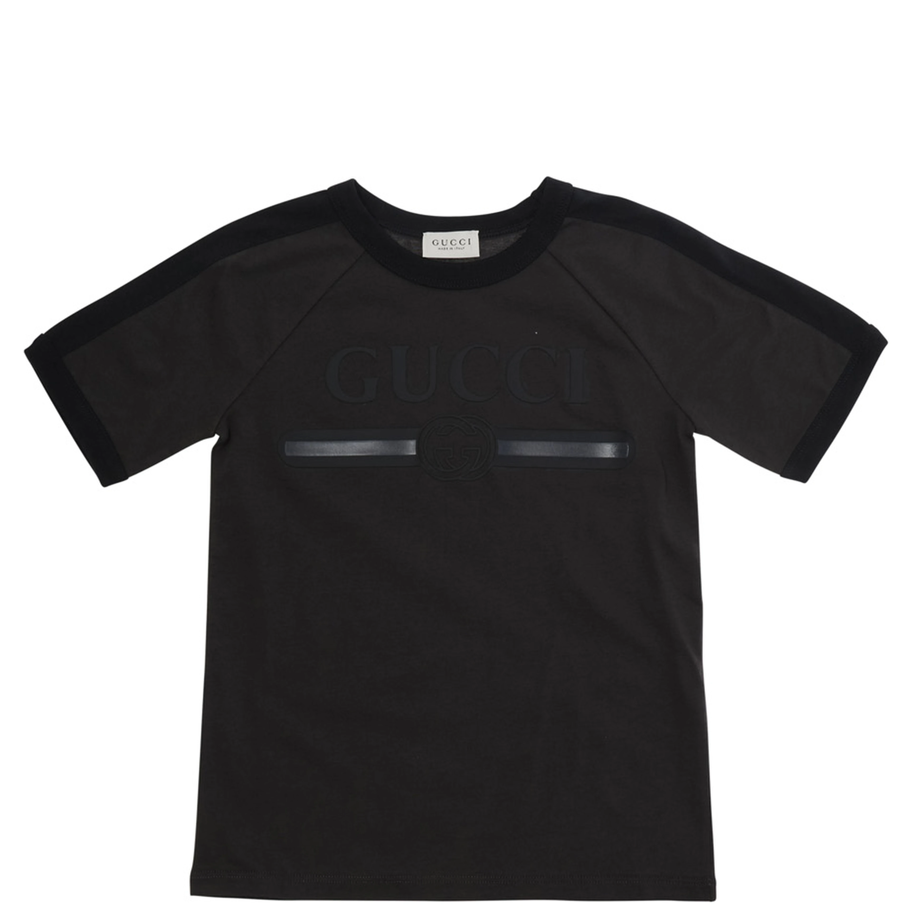 black T-shirt with tone-on-tone logo in Cotton for Boy