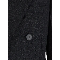 Beatrice Grey Double-breasted Jacket with Notched Revers in Wool for Women