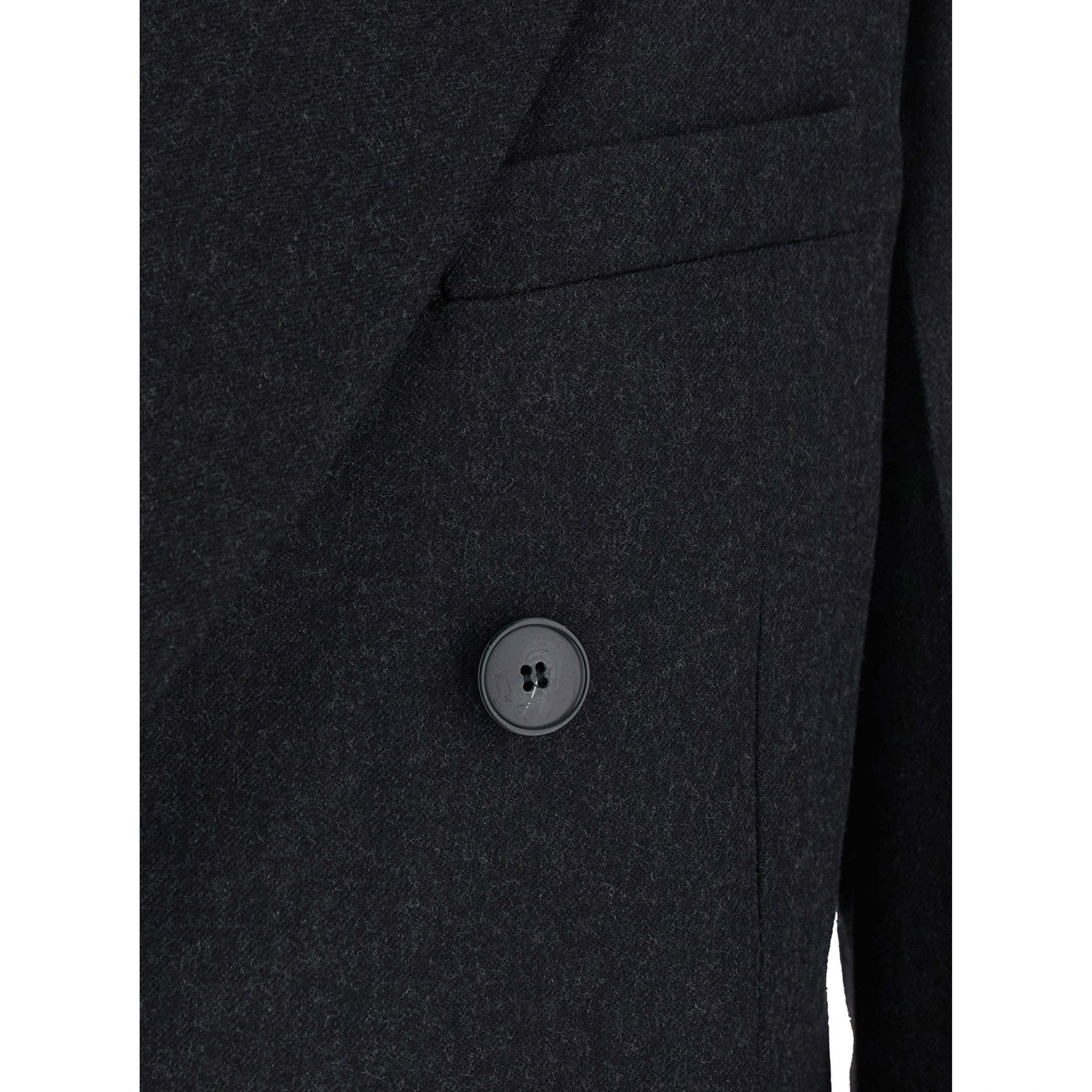 Beatrice Grey Double-breasted Jacket with Notched Revers in Wool for Women