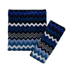 Giacomo Towel with Blue and Black Stripes in Unisex Cotton