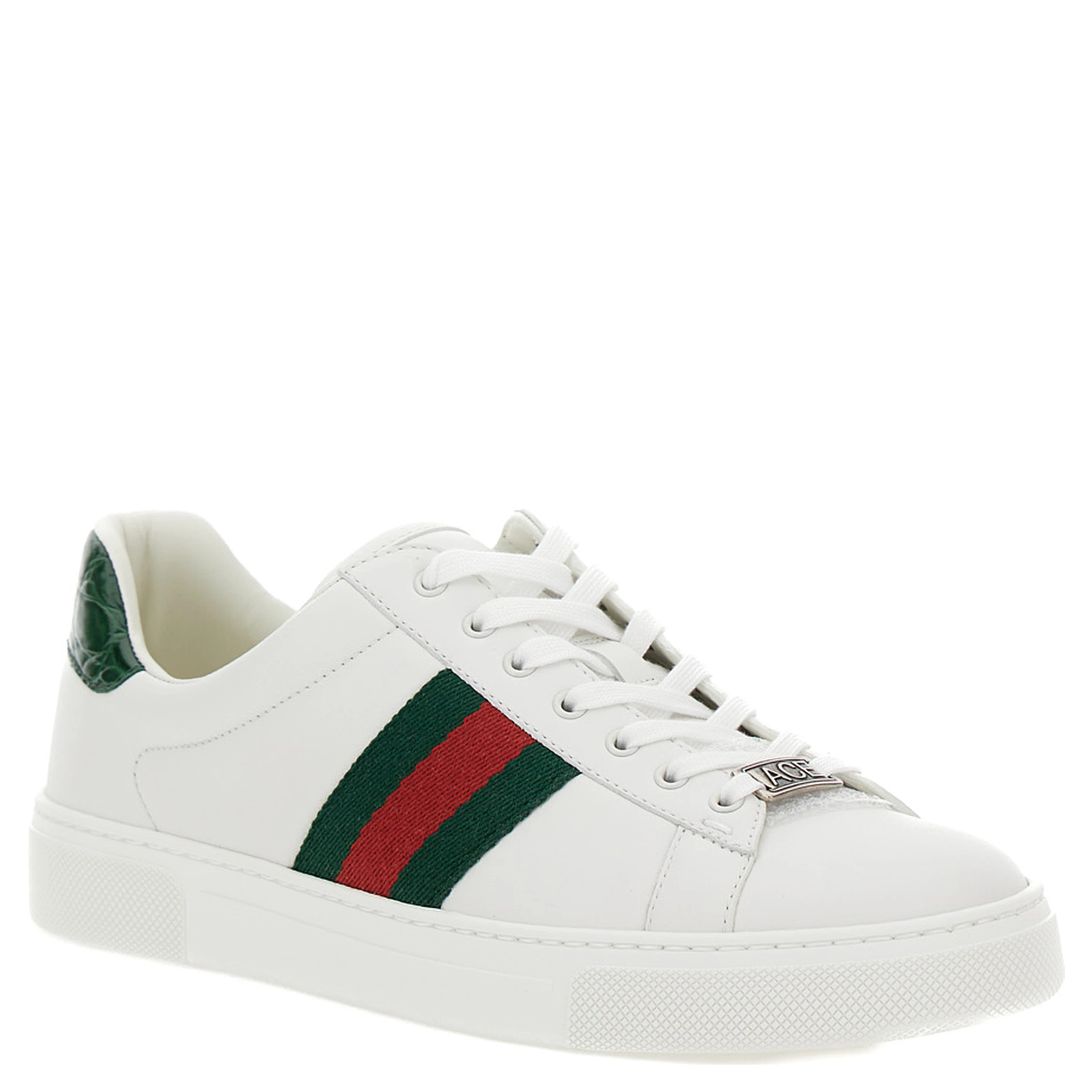Low-top sneakers Ace with Web detail in white leather for women