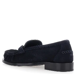 MARIAN blue Loafer with Gancini plaque on the front in suede for women