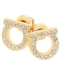 gold-colored Earrings with Gancini design and butterfly closure in brass for women