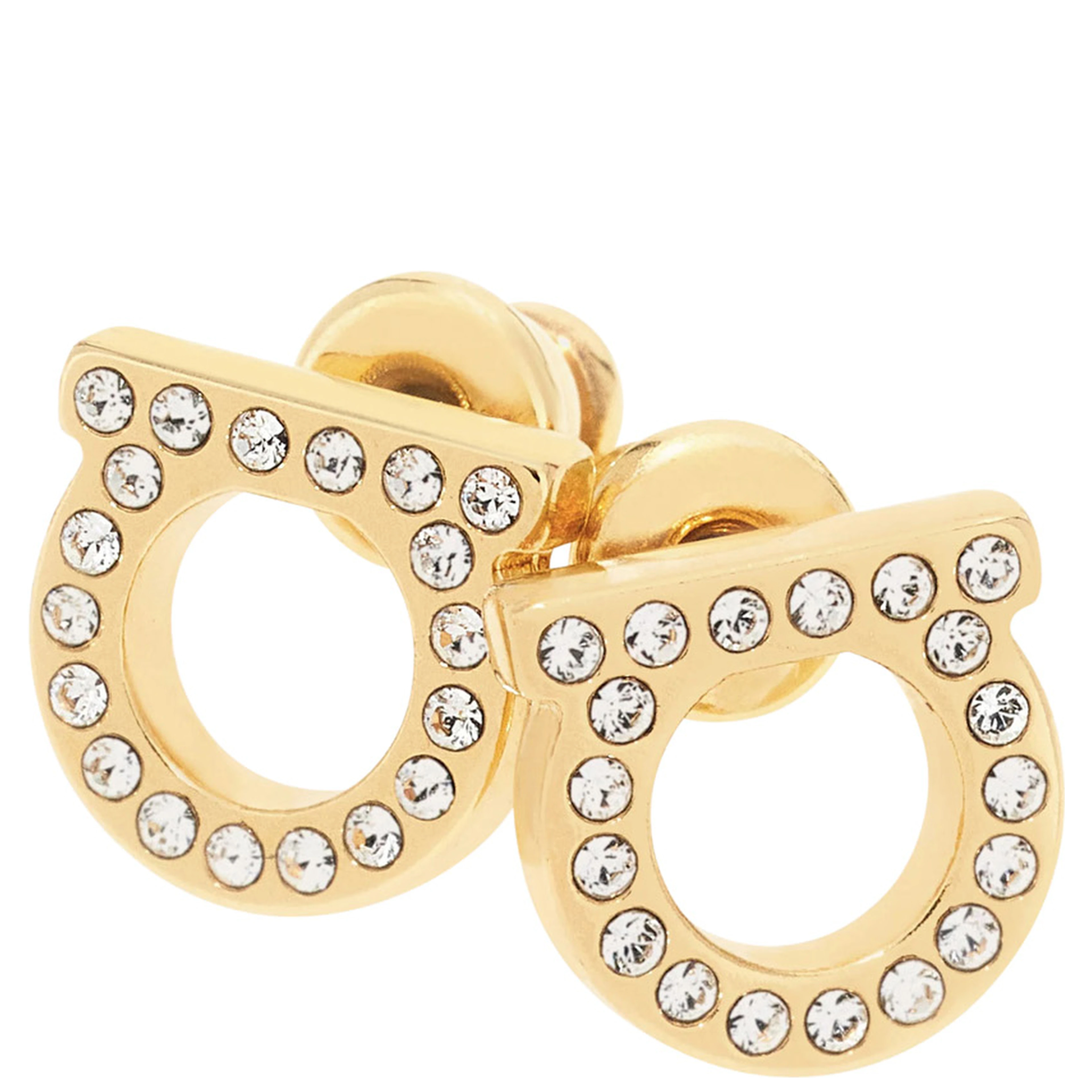 gold-colored Earrings with Gancini design and butterfly closure in brass for women
