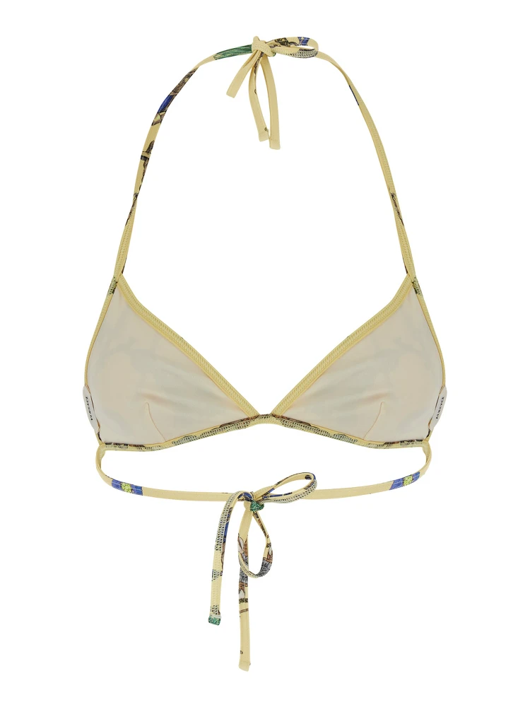 Yellow Bikini Top with All-Over Jewelry Print in Stretch Tech Fabric for Women alternative