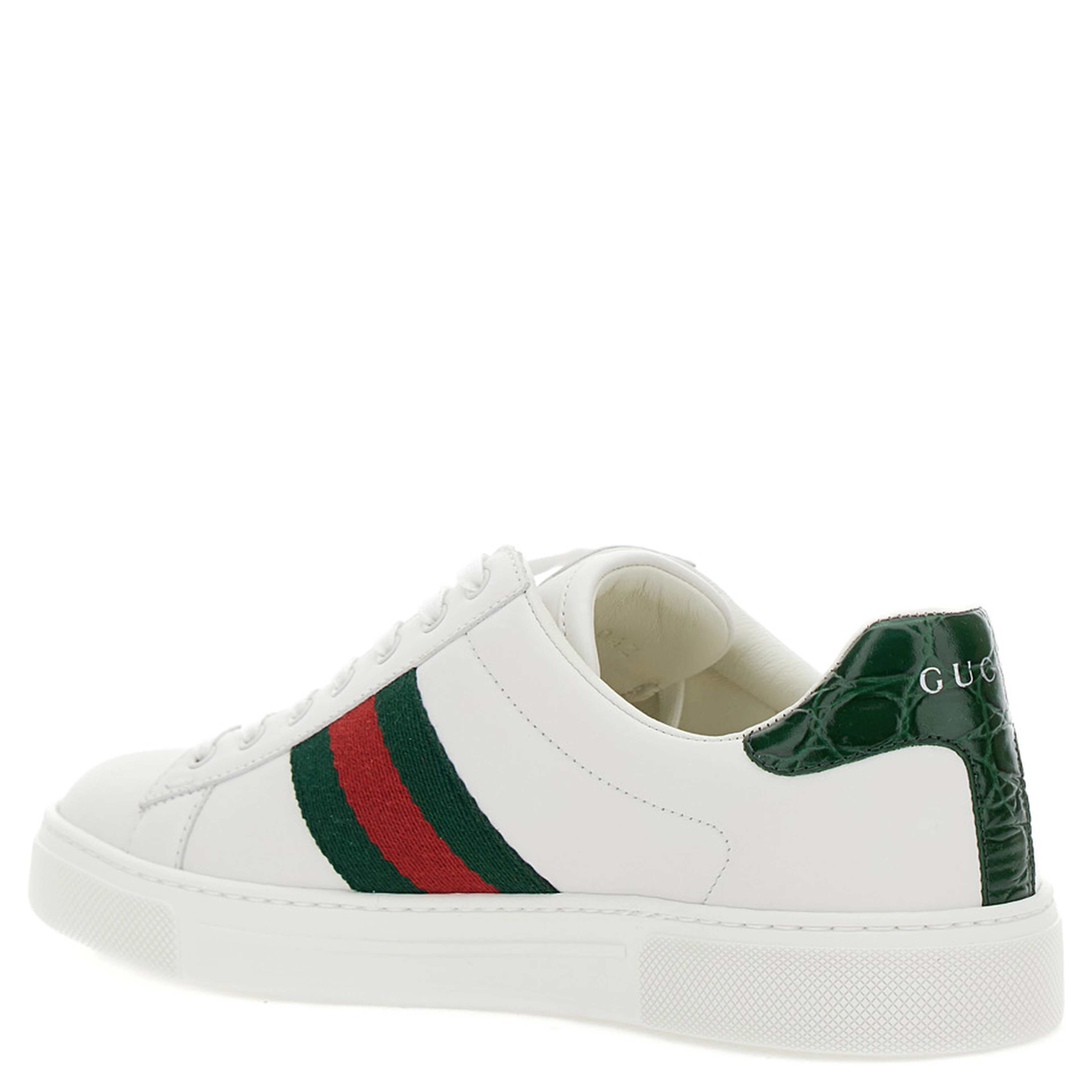 Low-top sneakers Ace with Web detail in white leather for women