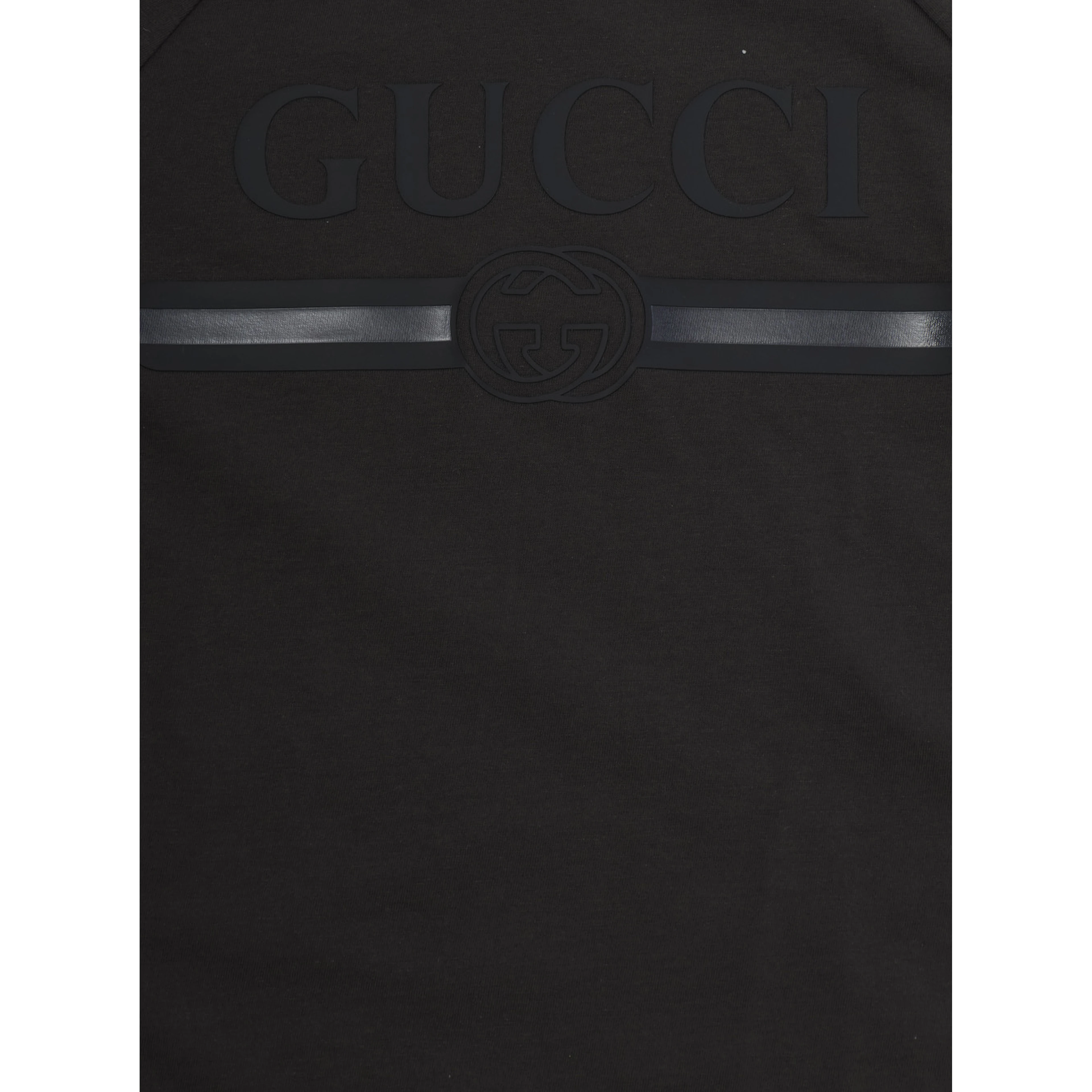 black T-shirt with tone-on-tone logo in Cotton for Boy