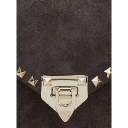 Brown Crossbody bag with Envelope Design and Rockstud Decoration in Suede for Women